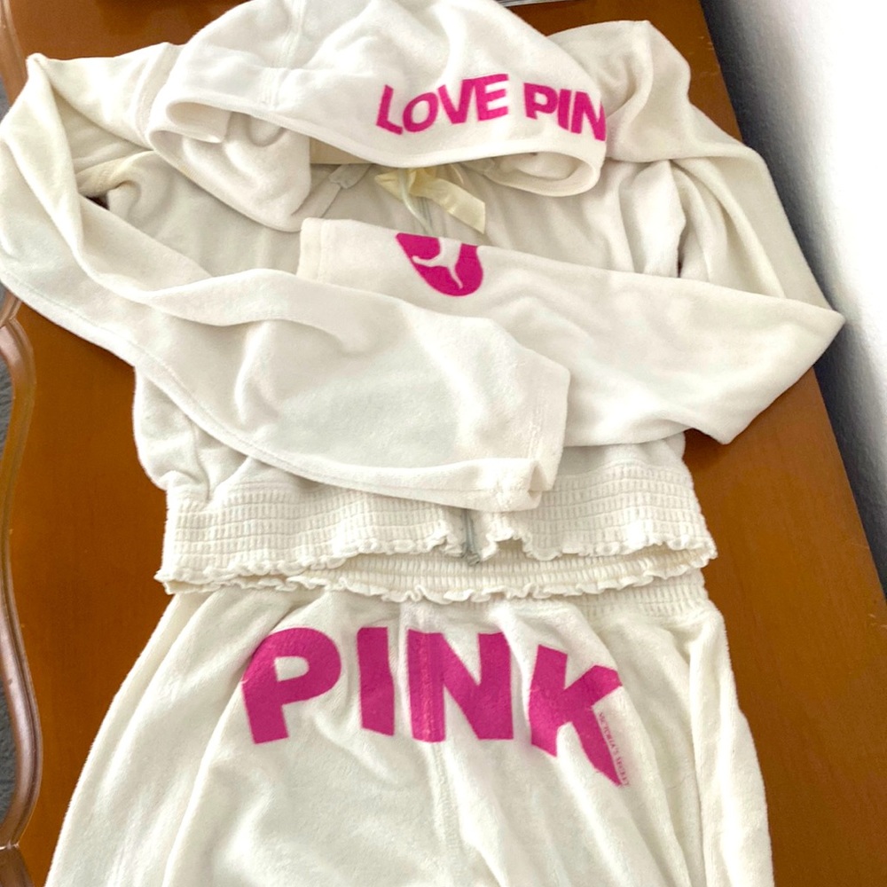 Vintage love pink Victoria secret terry cloth matching outfit